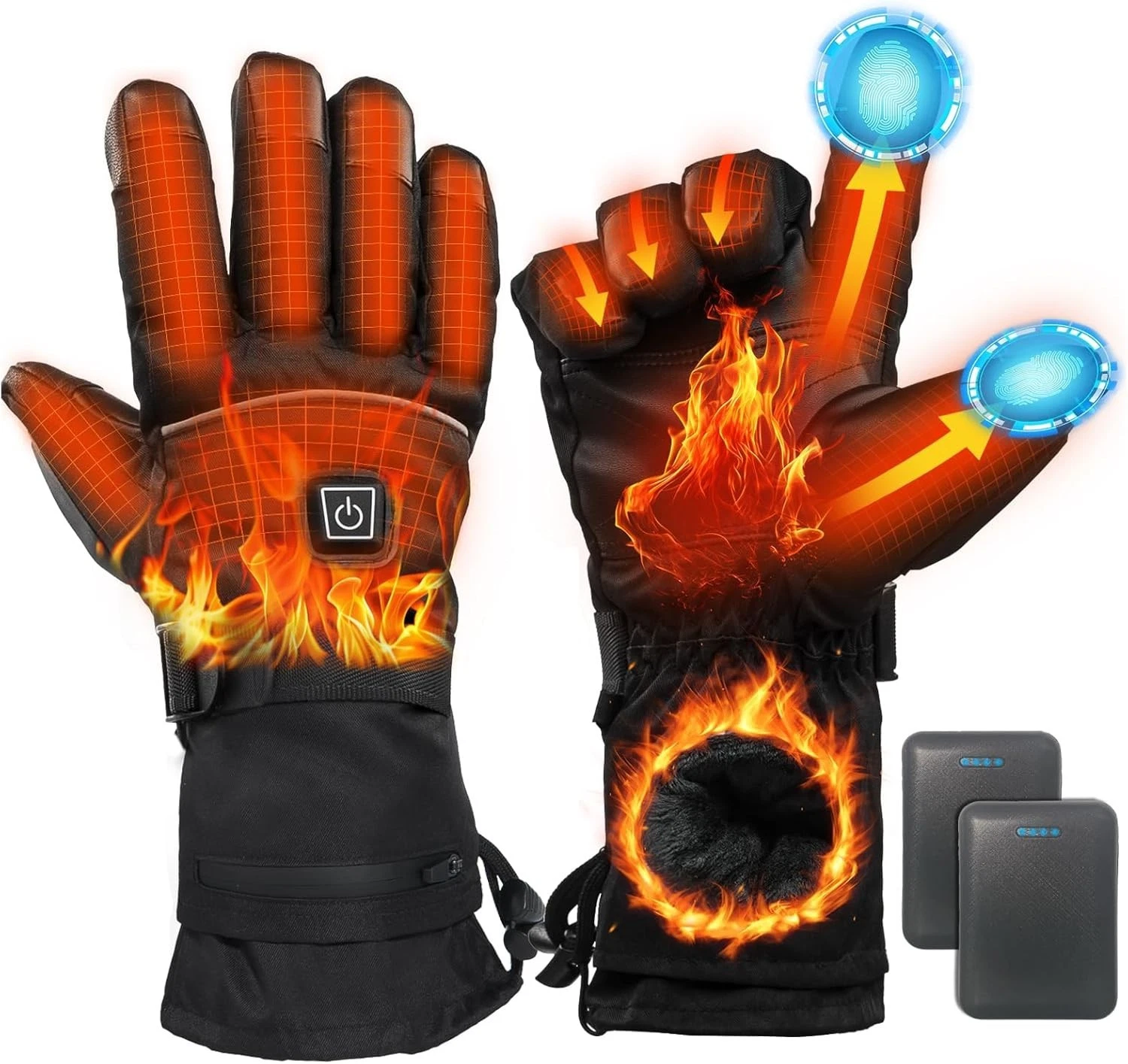 Minthouz 5000mAh Heated Gloves USB Heated Gloves 3 Heating Levels Waterproof XL
