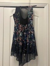 ZARA WOMAN Sleeveless Dress Fit & Flared Midnight Blue Floral S High Low VTG