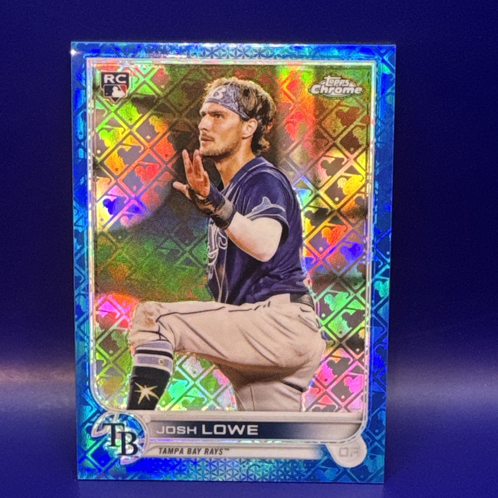 Josh Lowe 2022 Topps Chrome Logofractor Edition Blue Refractor #86/150 Rays
