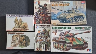 Tamiya Panther G Steel Wheel und Academy M18 Hellcat 1:35 plus Figuren neu