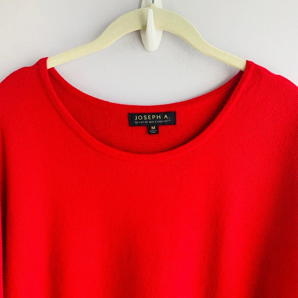 Suéter Rojo Dolman Acanalado Joseph A. Años 90 Y2K De Colección - Mediano - Vacaciones Navidad Foto 3 de 4