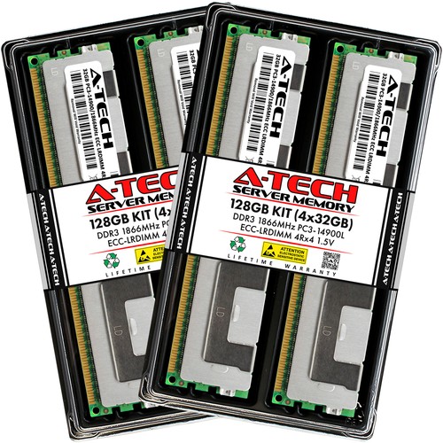 A-Tech 128GB 4x 32GB 4Rx4 PC3-14900 DDR3 1866 MHz ECC LRDIMM Server Memory RAM - Picture 1 of 5