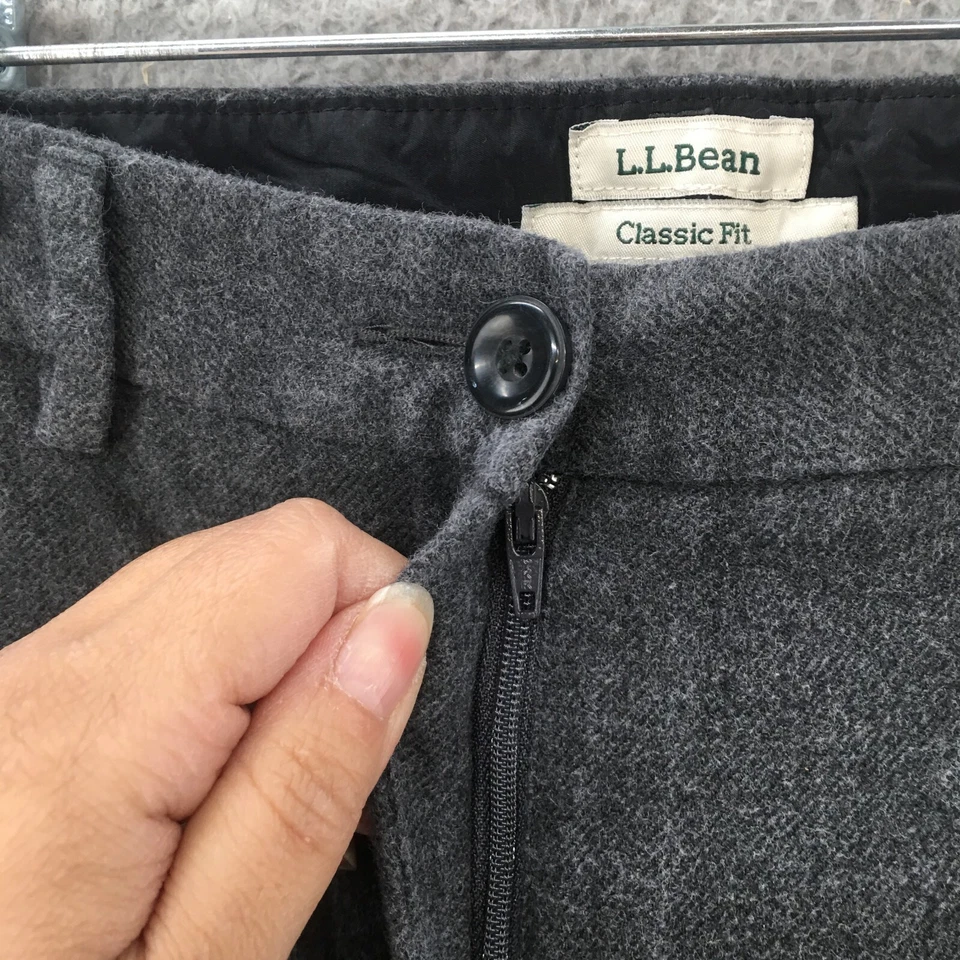 LL Bean Trouser Dress Pants Womens 10 (Actual 31x28.5) Gray Classic Fit Zip Fly - Image 4 of 4