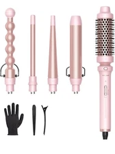 Wavytalk 5 In 1 Curling Wand Set Rose Gold Fast Heating Versatile Hair Styling
