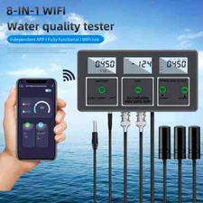 8in1 Digital WiFi Water Quality Tester PH EC TDS SALT Meter Monitor APP Control