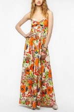 Urban Outfitters Sparkle & Fade Cutout Front Floral Chiffon Maxi Dress Size M D4