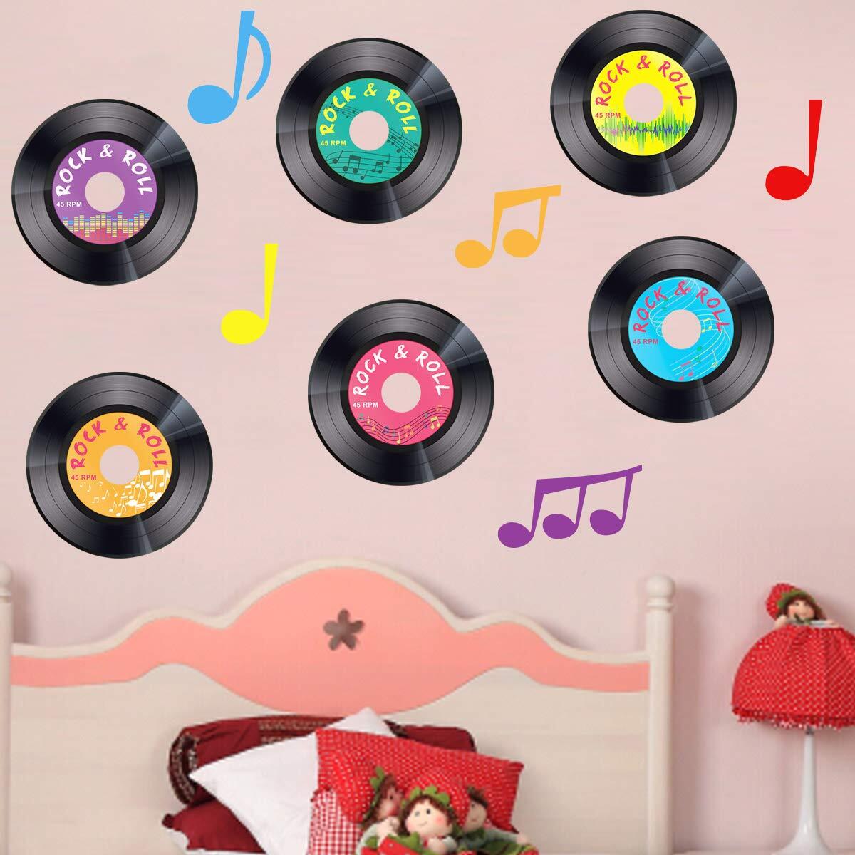30-teiliges Set Rock'n'Roll Schallplatten-Dekoration – 17,8 Cm, Beidseitig Bedruckt, Für 50er-Jahre-Party, Geburtstag, Disco