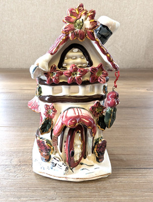 2001 Blue Sky Corp Poinsettia Holiday House tealight holder Heather Goldminc
