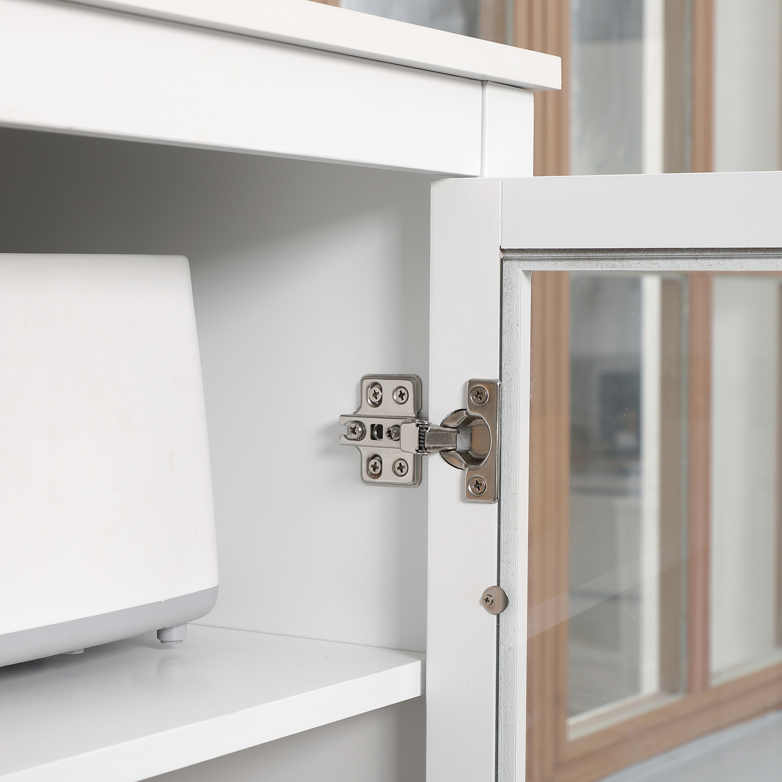 Modern Kitchen Pantry, 5-tier Storage Cabinet w/ Adjustable Shelves, White