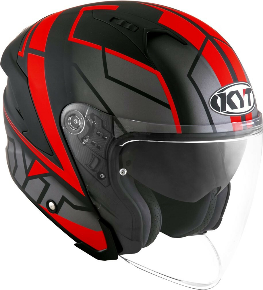 Jet Helmet Motorcycle KYT NFJ Motion Matte Black Red Size XL