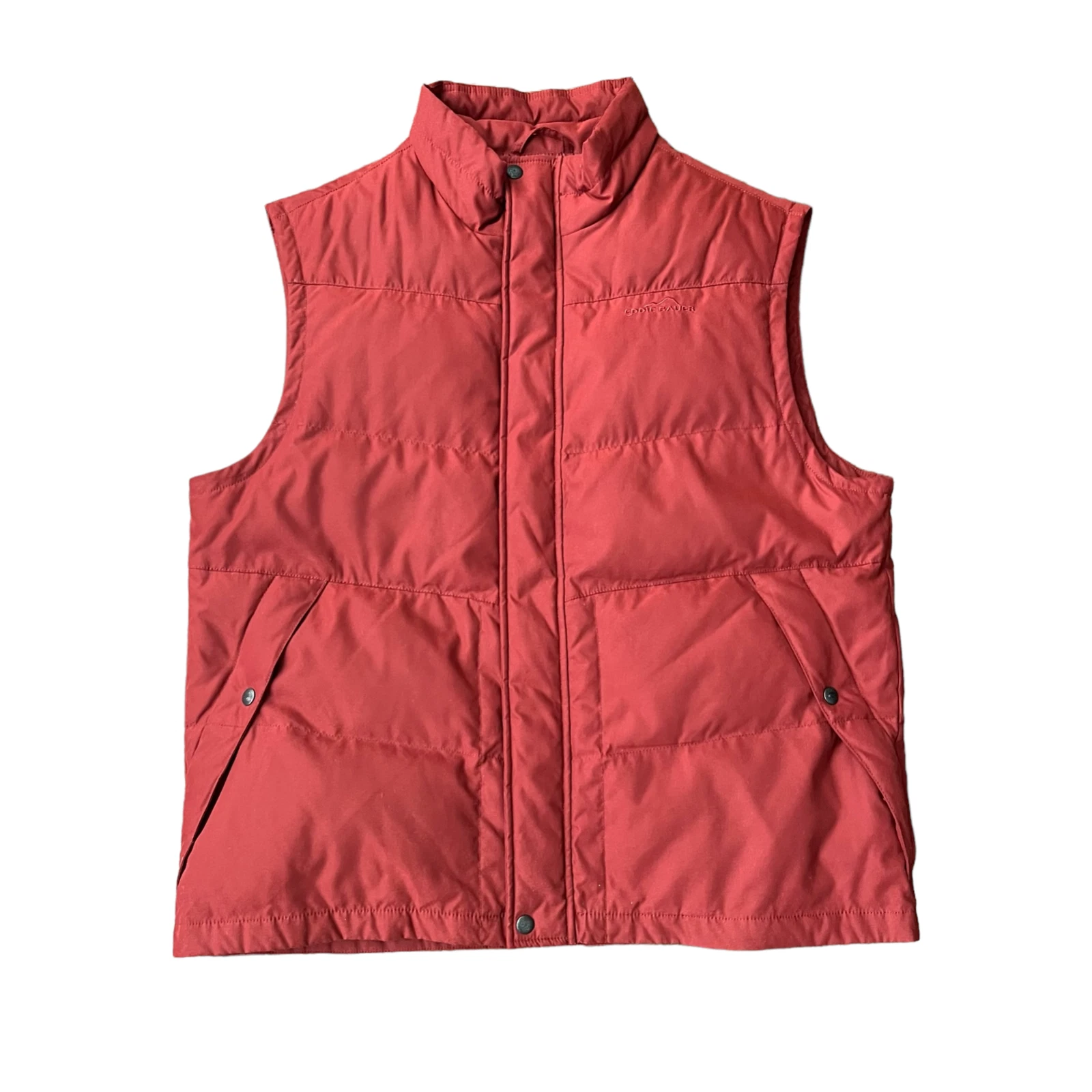 Eddie Bauer Men's Premium Goose Down EB550 Fill Power Vest Orange Rust Size XL