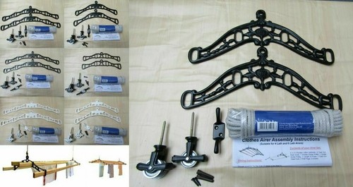 Creel Clothes Airer Dryer Kitchen Rack Laundry Ceiling Drier Old Victorian Kit E - Foto 8