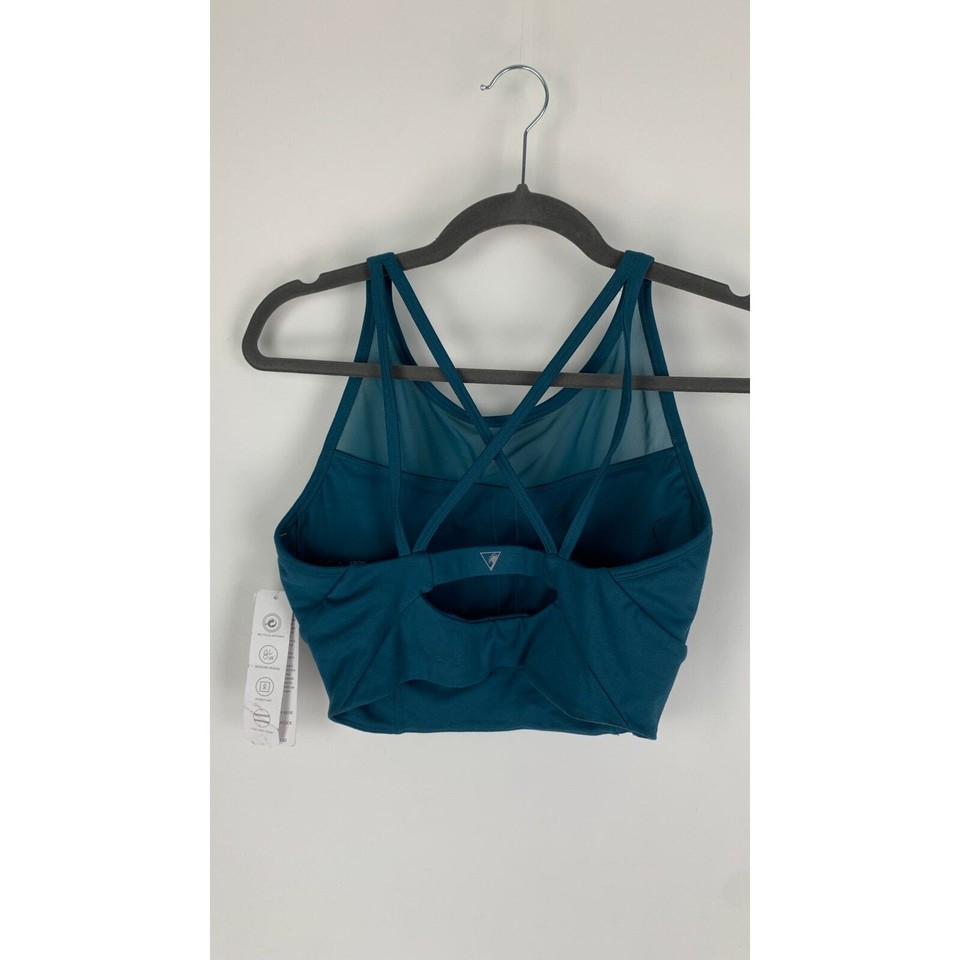 Seaav Athletics Mesh Sports Bra Top Womens Large Peacock Blue New