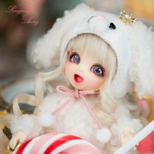 1/8 BJD SD bambola SET COMPLETO sorriso ragazza mini corpo snodato occhi viso trucco parrucca capelli