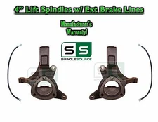 4" Lift Spindles + BRAKE LINES FOR 99 - 07 Chevy Silverado 1500 GMC Sierra 2WD