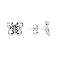 925 Sterling Silver Butterfly CZ Stud Earring Nickel Free Anti Tarnish