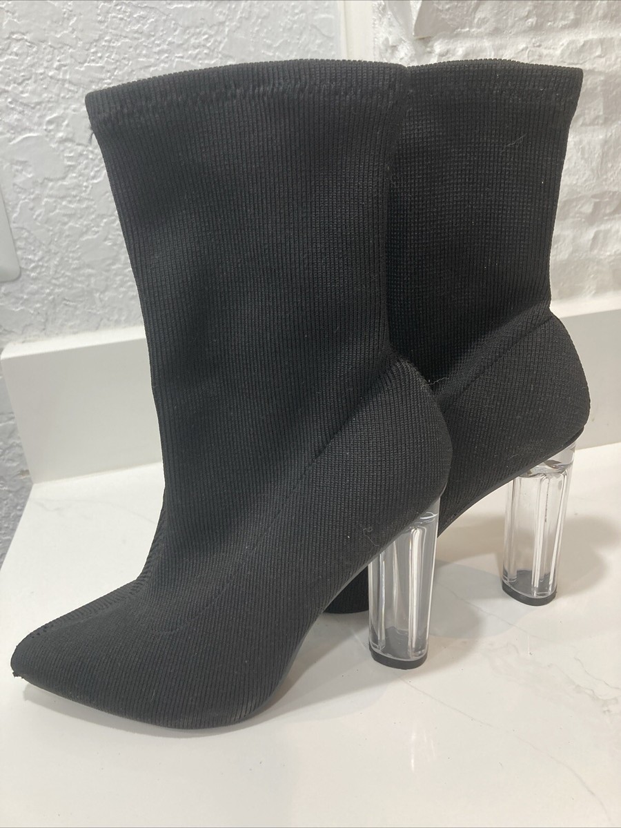 Women's High Heel Booties With Clear Heel Size