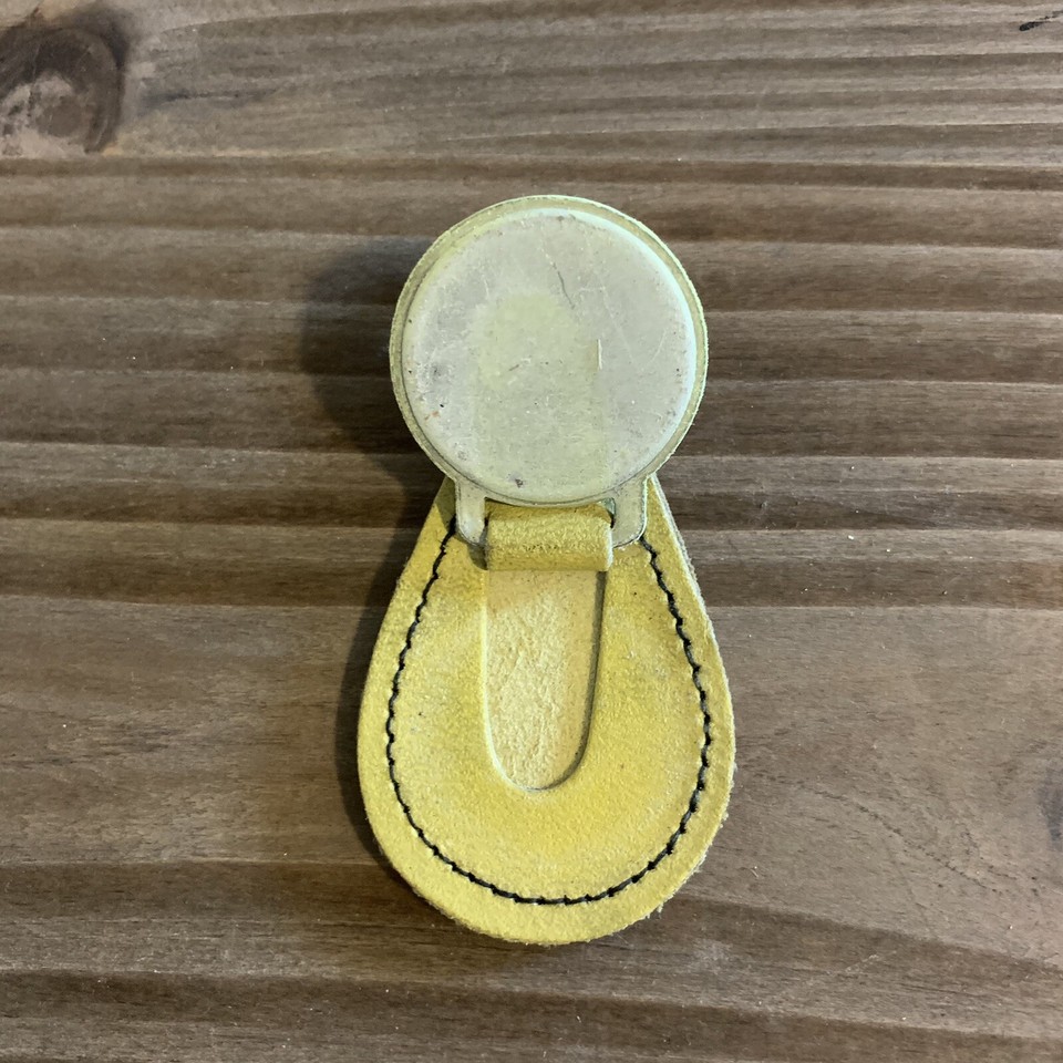 Ford Granada Car Key Chain Ring Fob Leather Yellow Silver Vtg 1970s