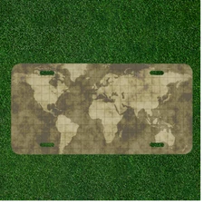 Custom Personalized License Plate Auto Tag With Green Earth Map Design