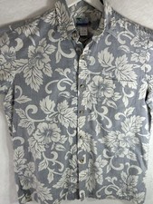 Vintage RJC America Made Hawaiian Shirt Short Sleeve Medium Cotton Blue Floral