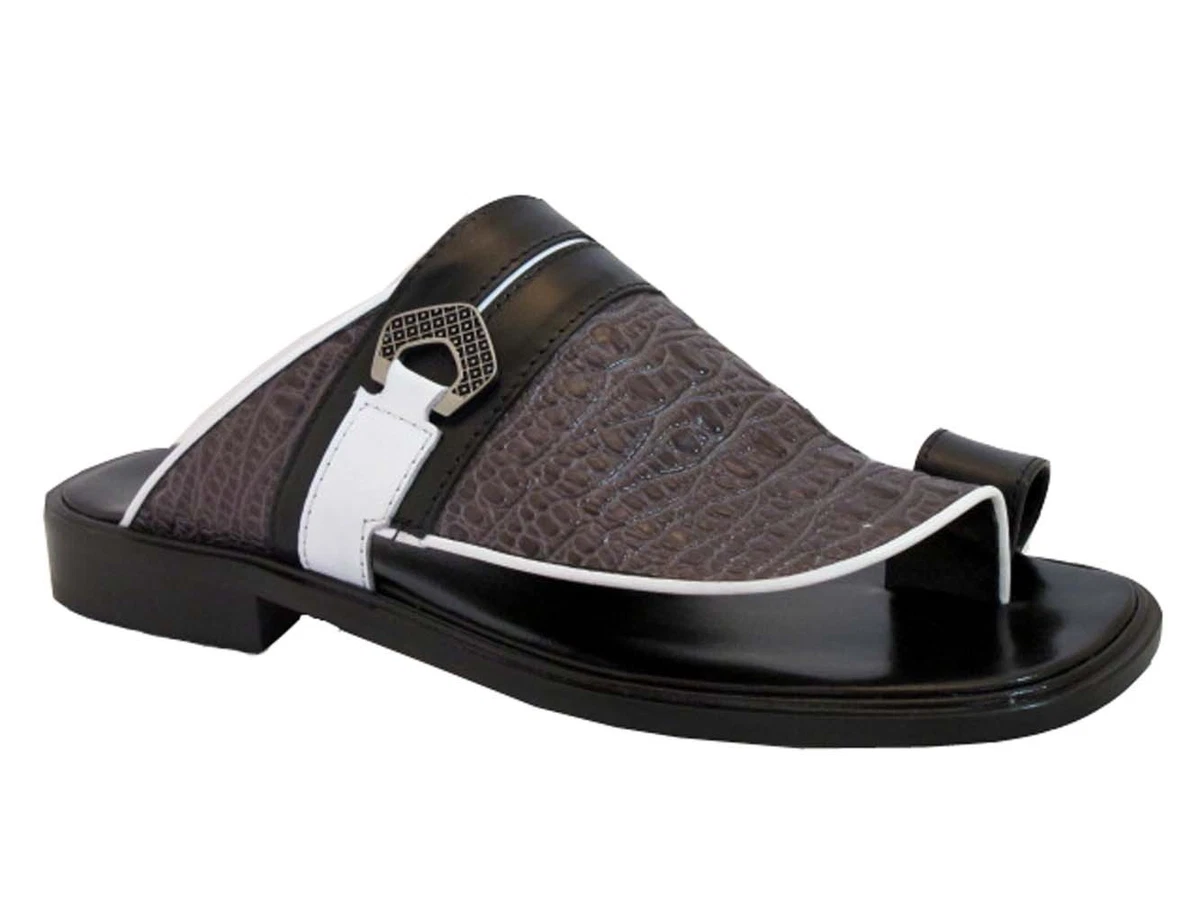 Davinci Men's Leather Italian Designer Sandals Black, Tan, White