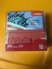 Imation 10 Pk Red White Blue Diskettes 1.44 MB IBM Format 2HD Liberty USA Made