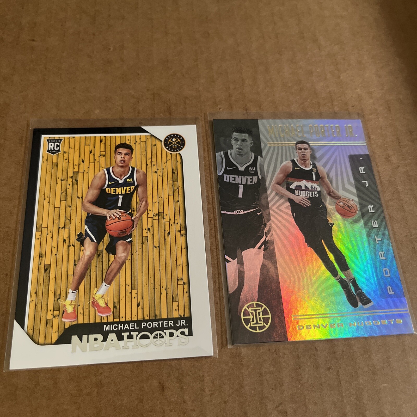 MICHAEL PORTER JR RC 2018 Hoops RC ROOKIE #254 & 2019 Illusions #142 Nuggets (c5