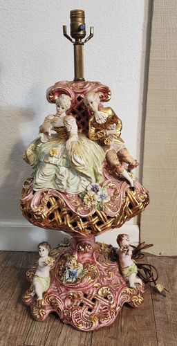 Capodimonte Figural Lamp | Vintage Italian Figurine Lamp | Large, Rare - Picture 1 of 16