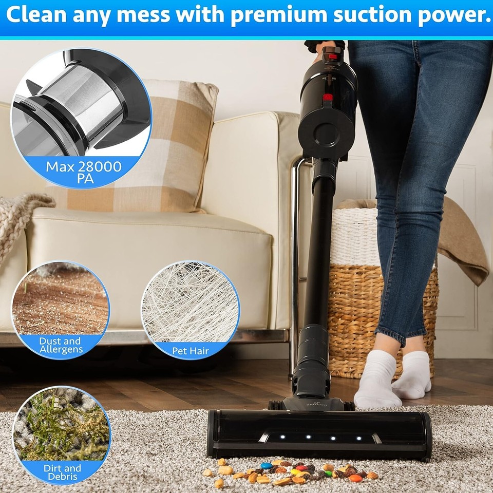 BRITECH Cordless Lightweight Stick Vacuum Cleaner 500W Motor 40min LED