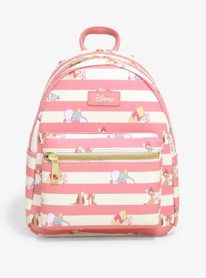 Disney Best Friends Mini Backpack Pink Stripe + Pink Sequin Keychain NEW SEALED