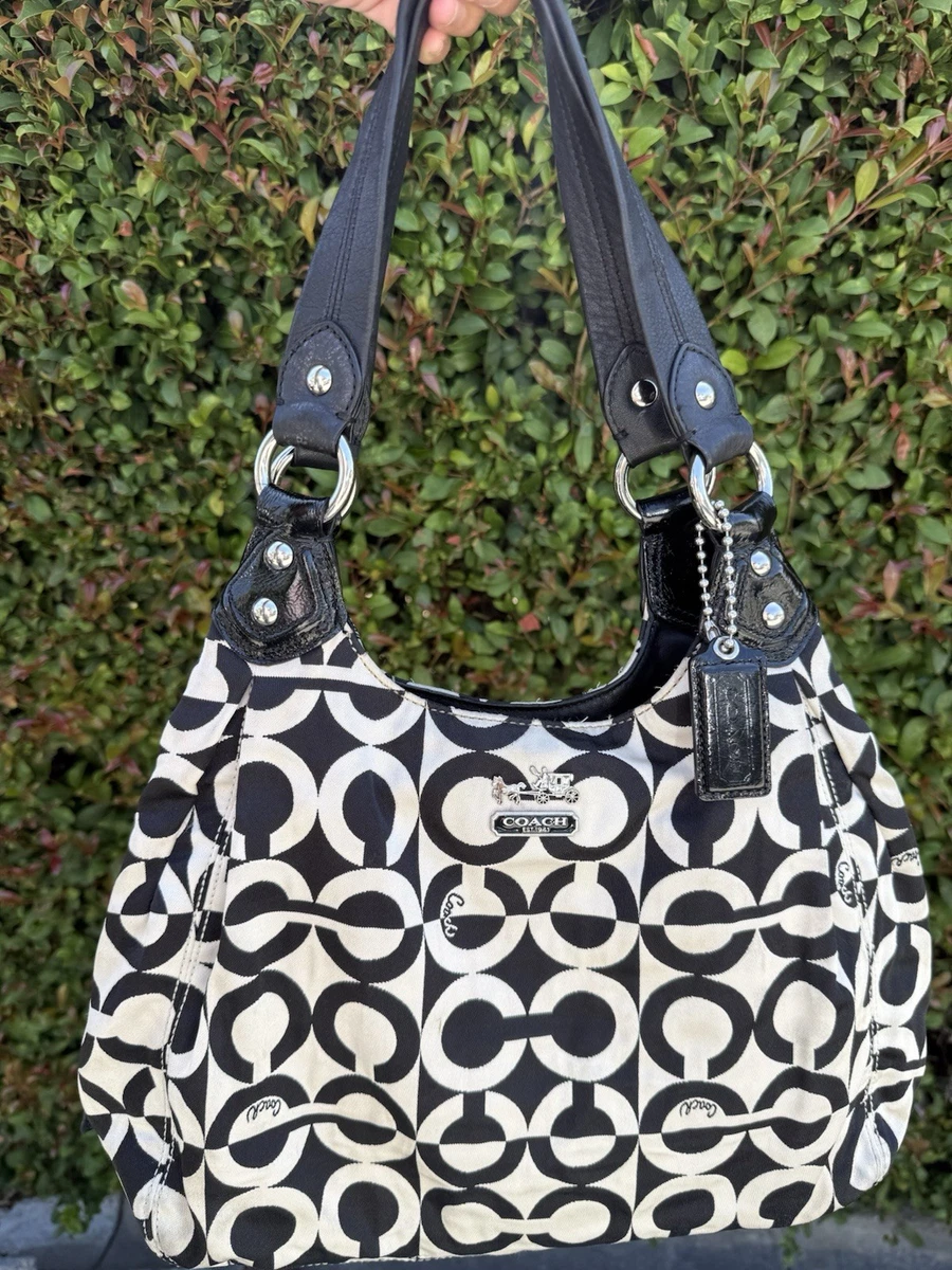 Coach Black And White Signature Handbag for sale | eBay