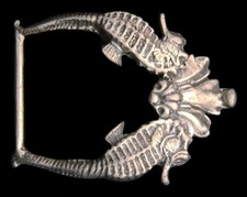PE06180 NOS GREAT 1970s ARTWORK BY ANNA  SEAHORSES  PEWTER BUCKLE