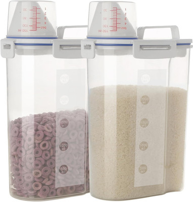 Airtight Rice Storage Container Set with Pouring Spout & Measuring Cup, 5.5 LB