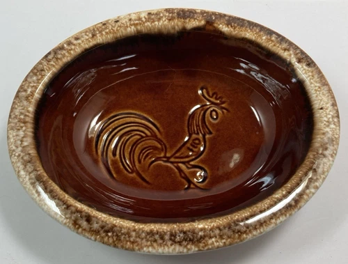Hull Pottery House 'N Garden Brown Chicken Rooster Salad Dish Bowl 6.5" X 5.25"