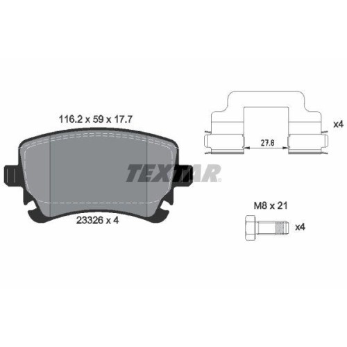 Textar 2332601 Bremsbelagsatz Scheibenbremse Hinterachse FüR Seat Skoda Vw Audi-image