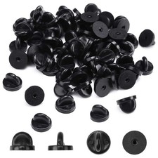 50 Pcs Pin Backs PVC Rubber Butterfly Clutch Pin Lock Clasps Holder Pin