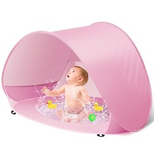 Baby Beach Tent with Pool, Pop Up Sun Shelter UPF 50 47x31x27 inches, Pink