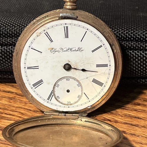 ANTIQUE ElGIN GOLD PLATED  POCKET WATCH For Parts Or Repairs