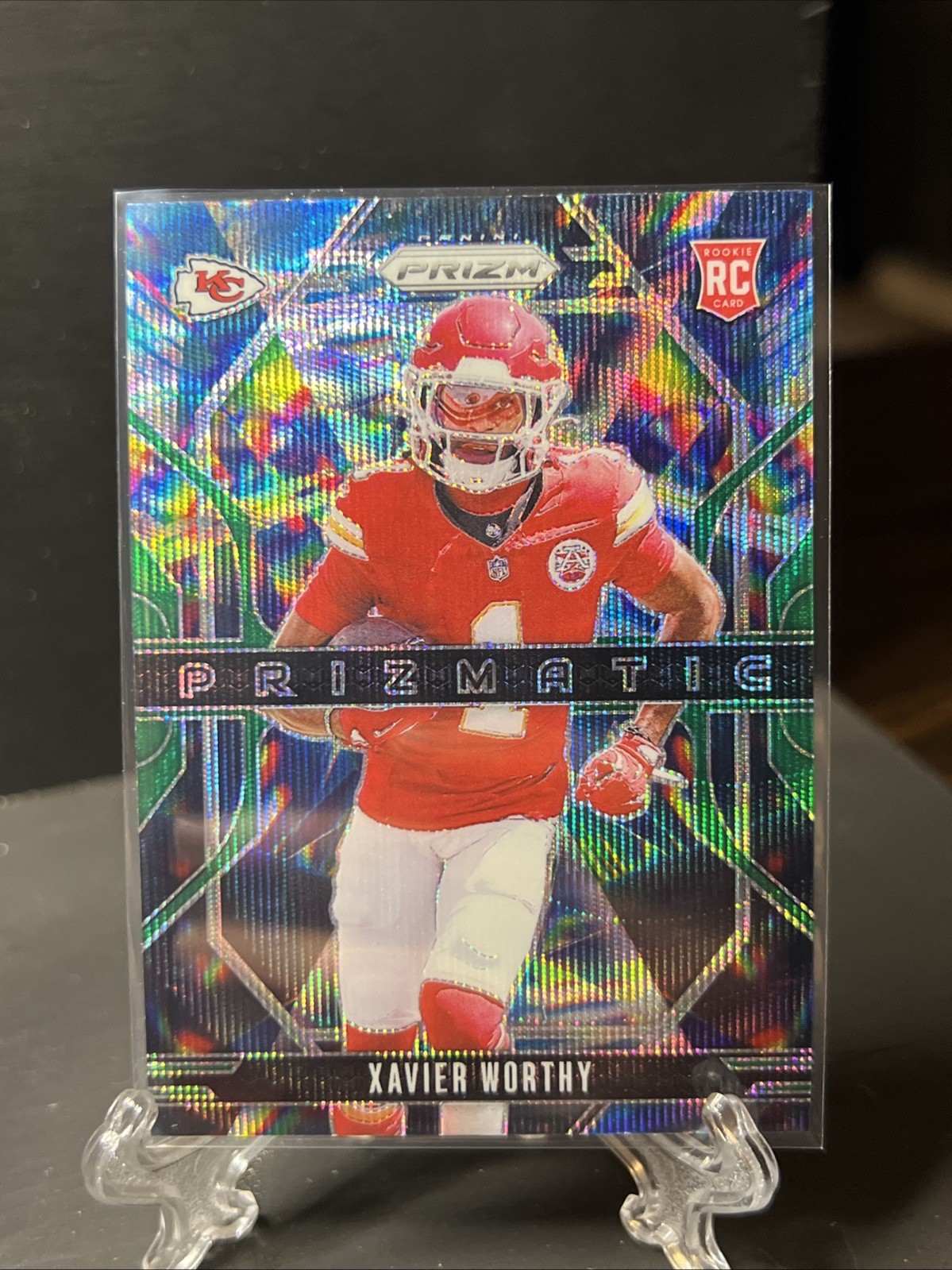 2024 Panini Prizm - Prizmatic Xavier Worthy #14 Green Wave Prizm (RC)