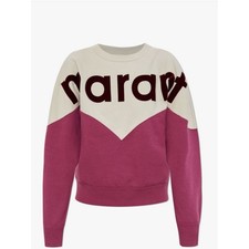 New Isabel Marant Houston Two-Tone Logo oversized Sweatshirt Raspberry Sz44 XXL