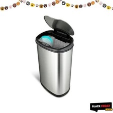 Nine Stars Automatic Kitchen Trash Can, 13 Gallon Stainless Steel, Motion Sensor