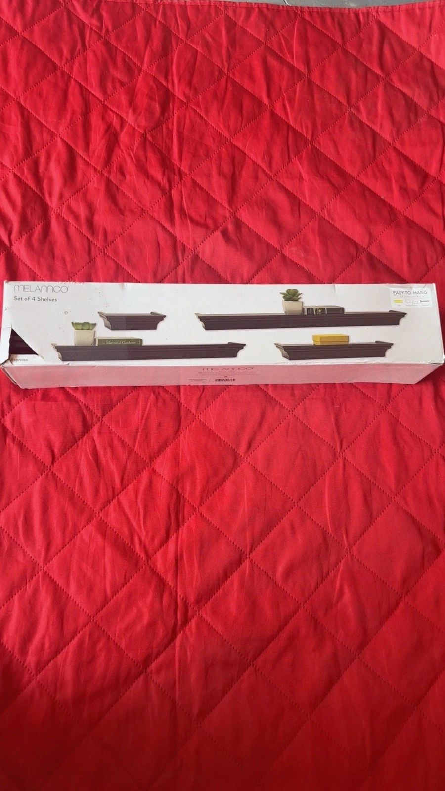 Melannco Floating Wall Shelves , Set of 4, Espresso