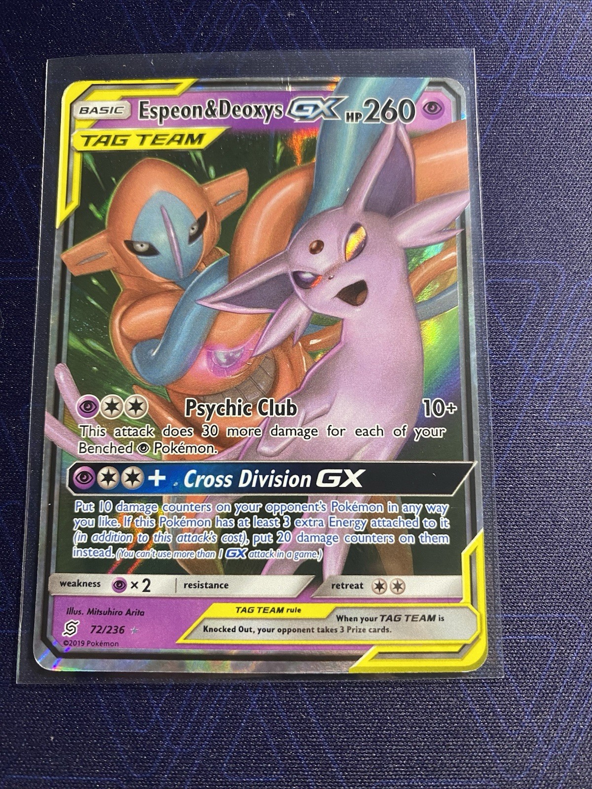 Espeon & Deoxys GX 72/236 Sm-Unified Minds Holo DMG