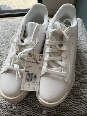 Size 7 Adidas Originals Court Tourino Bold White Women Casual Platform GY4427