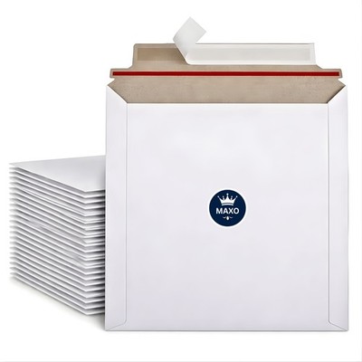 Maxo 12'' LP Vinyl Schallplatte Faserplatte Versandtaschen Verpackung abziehen & versiegeln weiß (10-100N)