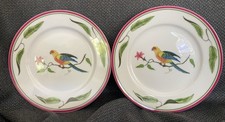 Set/2 Lynn Chase 1989 Parrots of Paradise Porcelain Bread + Butter Plates