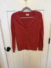 Fat Face 100 Cotton Button Front Cardigan Lightweight Red V-Neck US 8
