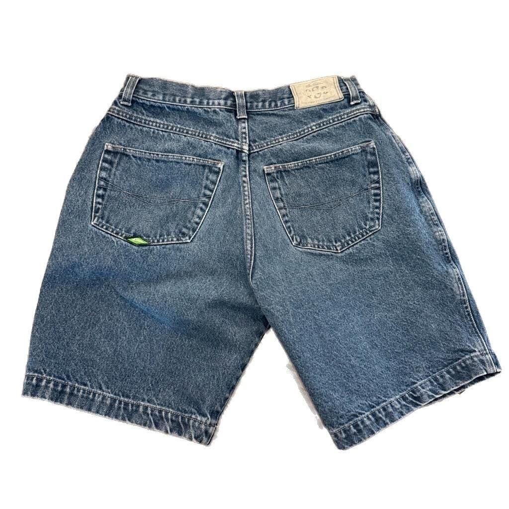 パンツ y2k Quiksilver Graphic Print Denim Jorts Vintage Quiksilver Men's Dark Wash Jorts Saltwater Denim Jean