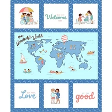 Wonderful World - 1 yard panel - Continuous panels available.