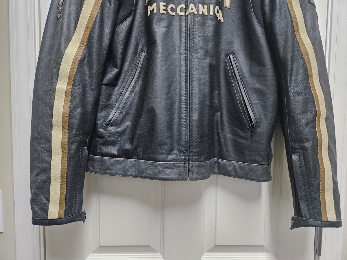 ジャケット・アウター 306 DUCATI Meccanica JKT 58 black/gray Vintage Ducati Meccanica Motorycycle Leather Jacket M Tech Size 58
